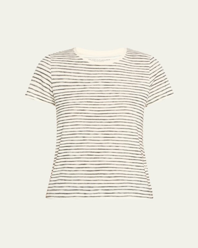 Cotton Striped Boat-Neck Tee